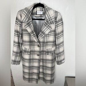 Calvin Klein Women's Gray Plaid Coat